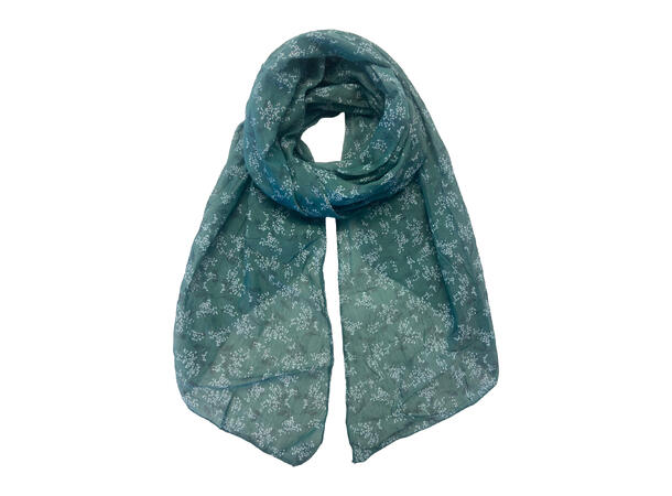 Skjerf m/delikate blomster 70x150 grønn 