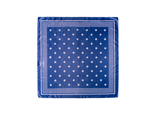 Skjerf prikker og kant 70x70cm jeans blå 