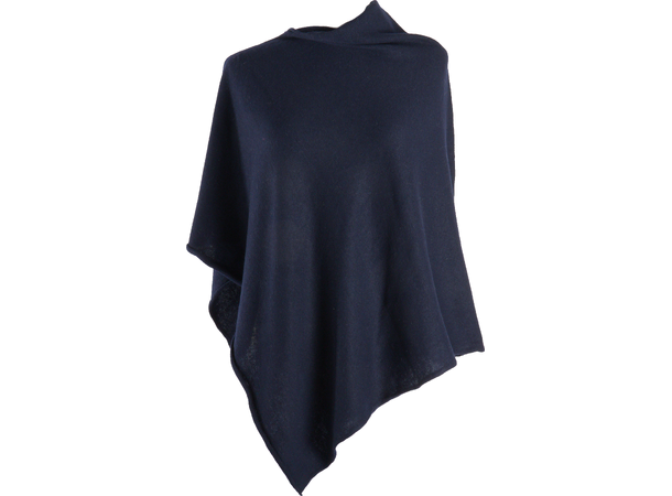 Dame Poncho ensfarget 60x60 mørk blå 