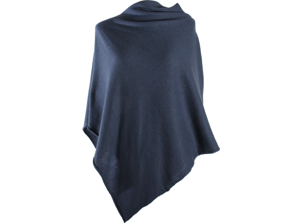 Dame Poncho ensfarget 60x60 jeansblå 