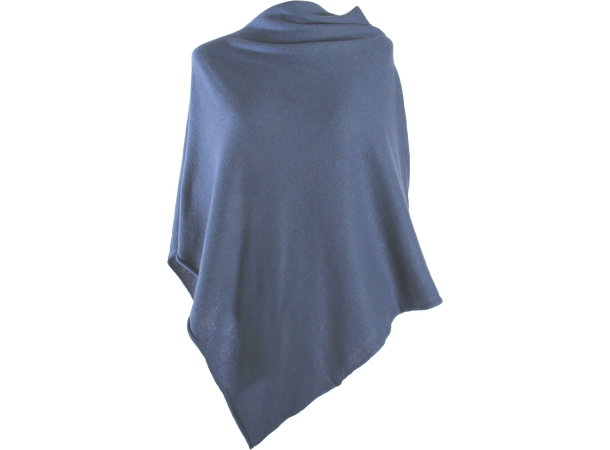 Dame Poncho ensfarget 60x60 jeansblå 