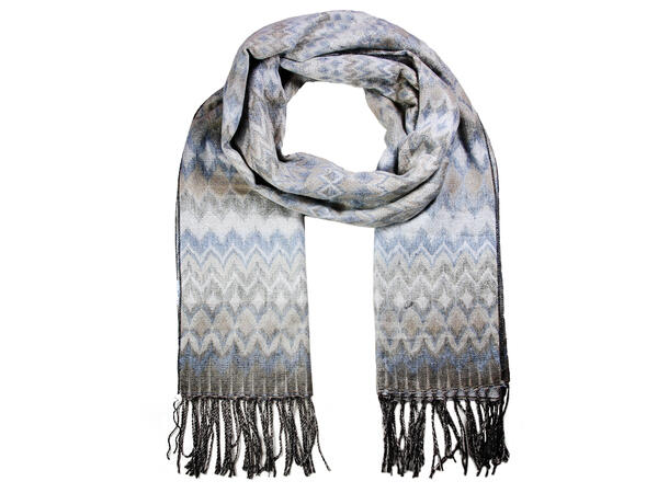 Dame skjerf m/zik zak mønster 65x180 Beige Høst25 