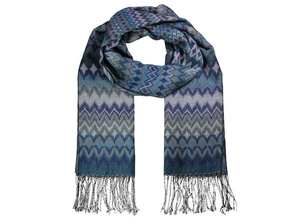 Dame skjerf m/zik zak mønster 65x180 Sjøgrønn Høst25 