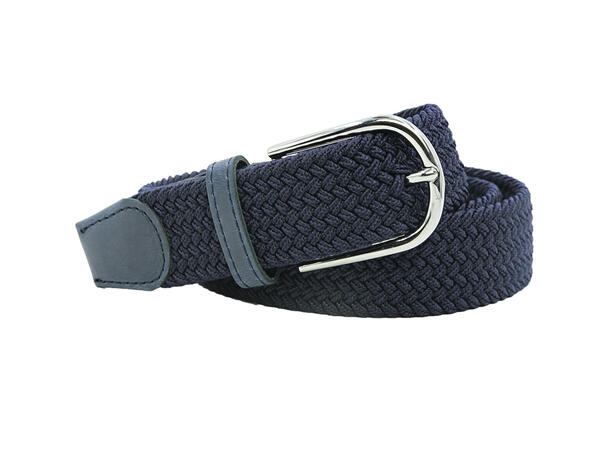 Belte 3,5cm strikk navy m/blå skinn 