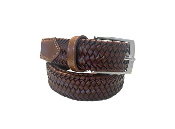 Belte Jeans flettet skinn 3,5cm cognac 