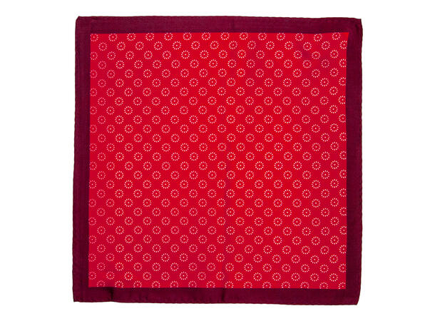 Lommetørkle digital printed m/kant mønstret rød 