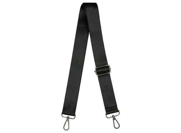 Skulderrem til veske ensf. sort m/sølv spenne 