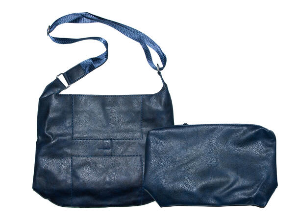 Veske m/bred skulderrem navy 