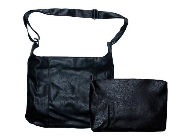 Veske m/bred skulderrem stor sort 