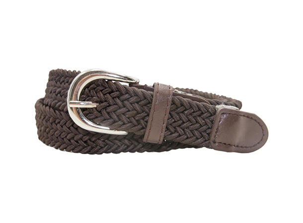 Belte 2,5cm strikk brun* m/brun skinn 