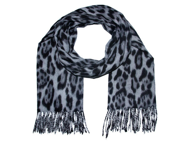 Dame skjerf animal print 70x180 grå* Høst25 