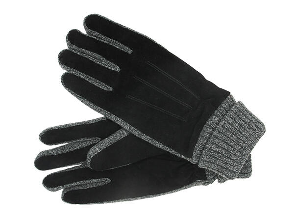 Hanske skinn ruskinn  sort/grå str. 9,5 Høst 