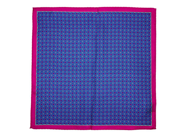 Lommetørkle digital printed m/kant mønstret rosa/blå 