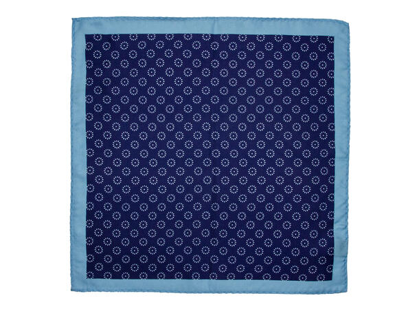 Lommetørkle digital printed m/kant mønstret blå 