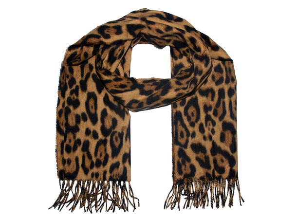 Dame skjerf animal print 70x180 brun Høst25 