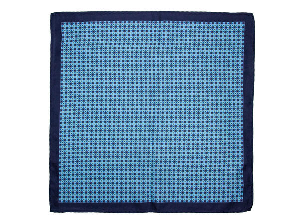 Lommetørkle digital printed m/kant mønstret blå 