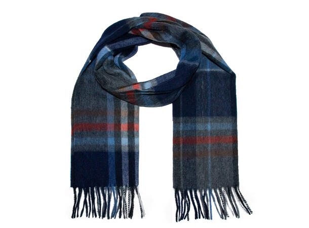 Skjerf herre ull 30x180 blå/orange Høst 