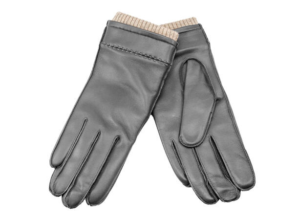 Ensfarget glatt skinnhanske m/ull str8,5 Høst 