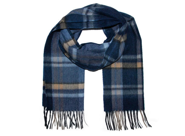 Skjerf herre ull 30x180 blå/beige Høst 