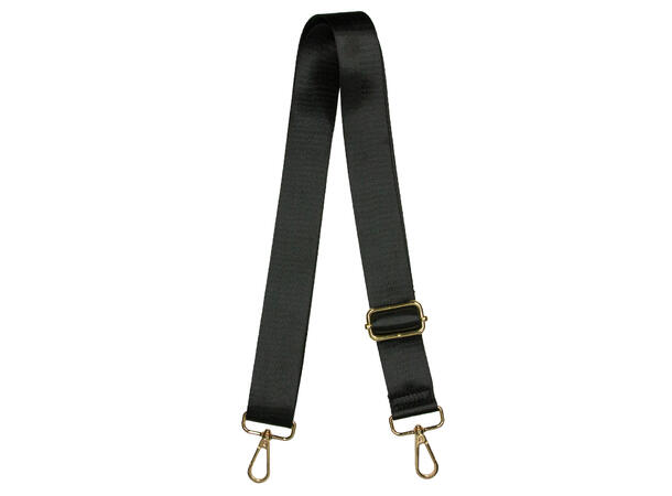Skulderrem til veske ensf. sort m/gull spenne 