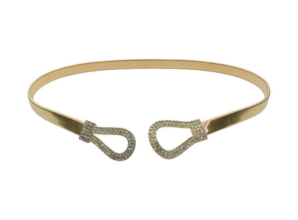 Belte metallisk gull m/strass 