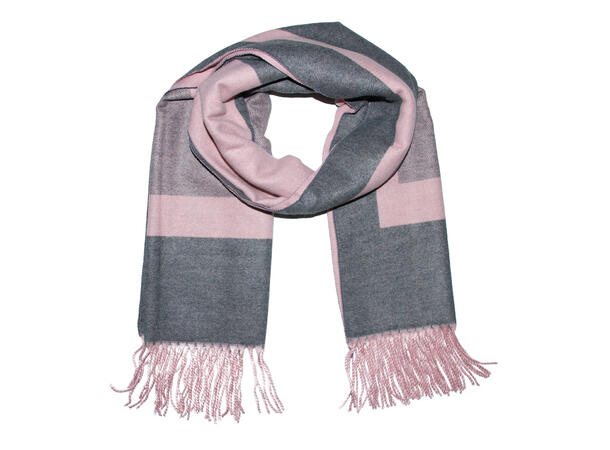 Dame skjerf m/kant mønster 70x180 grå 