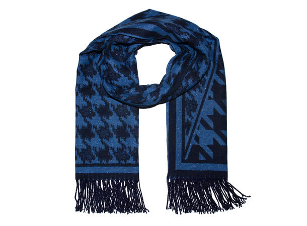Dame skjerf m/lurex & hundetann 70x180 navy 