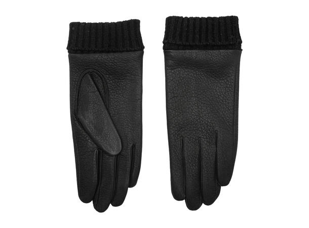 Ensfarget hanske av hjorteskinn sort Høst 