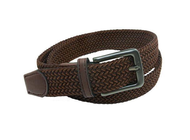 Jeans strikkbelte m/4-kant spenne beige/brun 