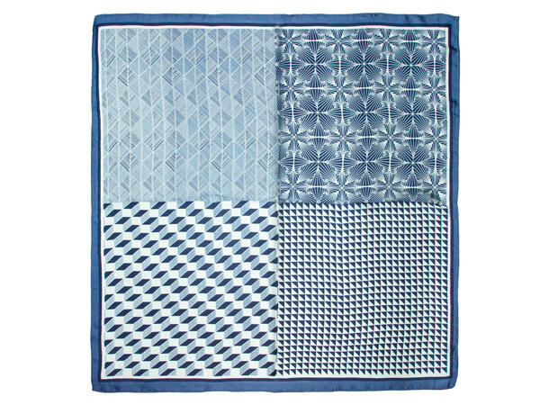 Skjerf mønstert 70x70 blå 