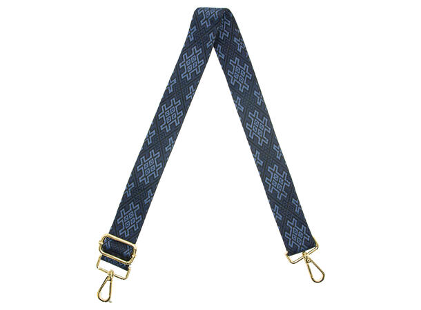 Skulderrem til veske rutet navy (m/ gull tilbehør) 