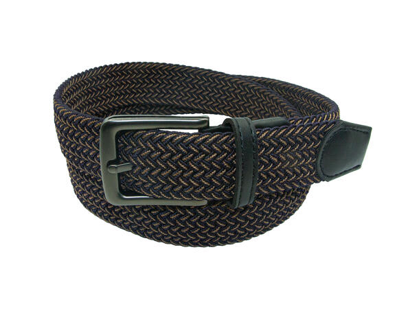 Jeans strikkbelte m/4-kant spenne navy/natur 