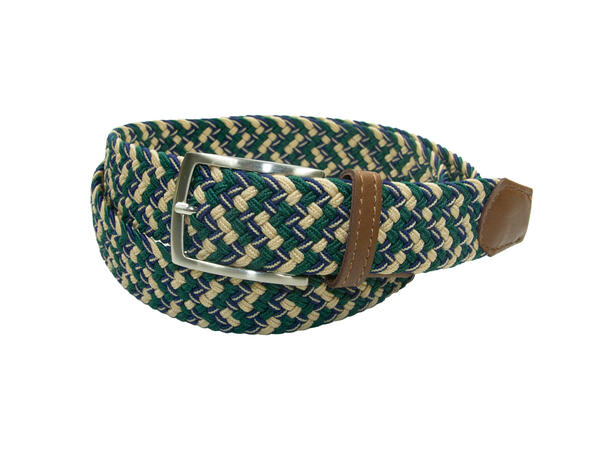 Jeans strikkbelte mønster grønn m/tøff spenne 