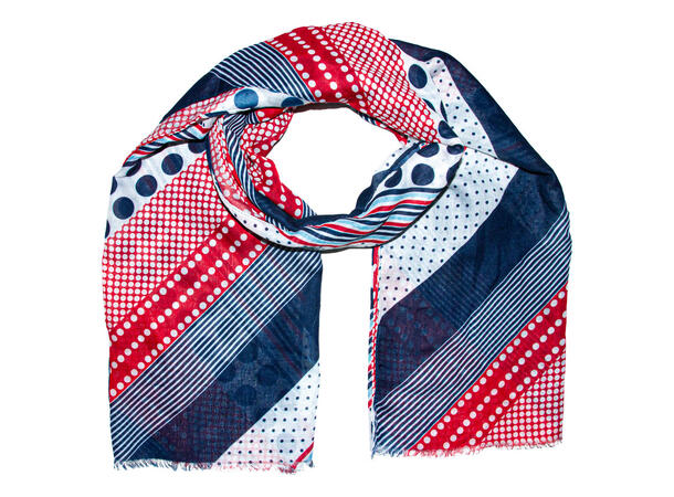 Skjerf i norske farger 90x180 rød/blå 17.mai 