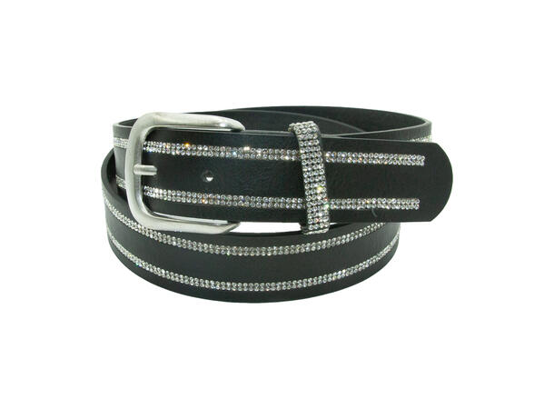 Belte 3,5cm m/strass sort 