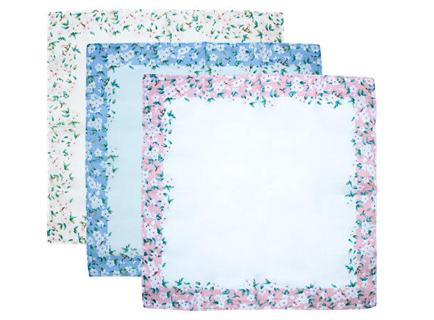 Lommetørkle,dame, gavesett 3-pakk blomstert 