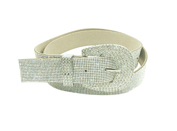 Belte 3,5cm m/ allover strass sølv 