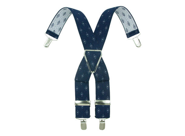 Herre seler m/mønster 3,5cm blå 