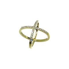 Skjerf ring m/strass gull