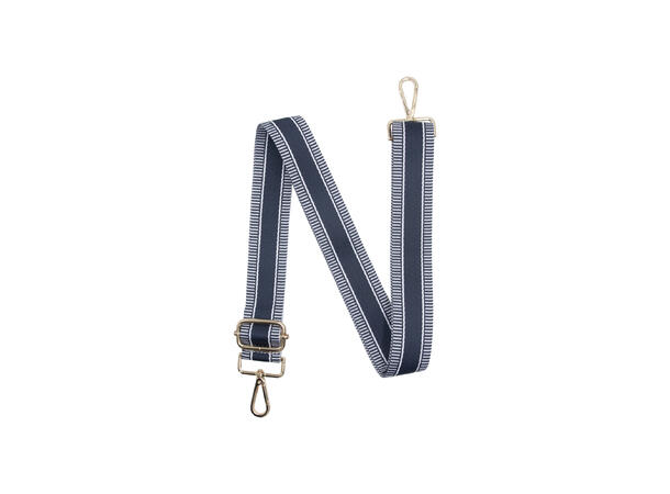 Skulderrem til veske Delikat m/striper og gull tilbehør navy 