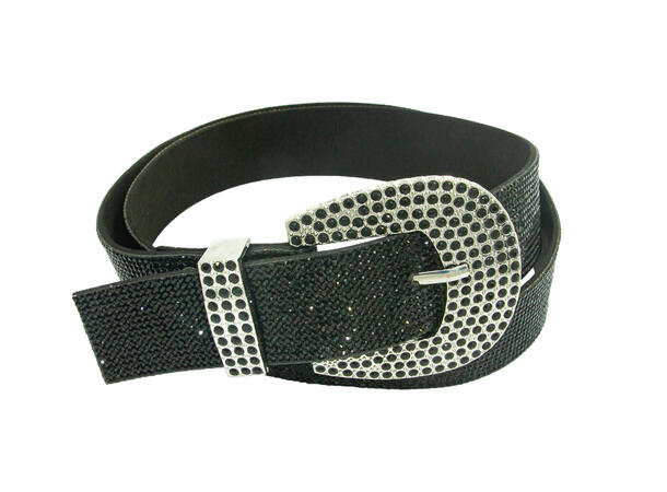 Belte 3,5cm m/ allover strass sort* 
