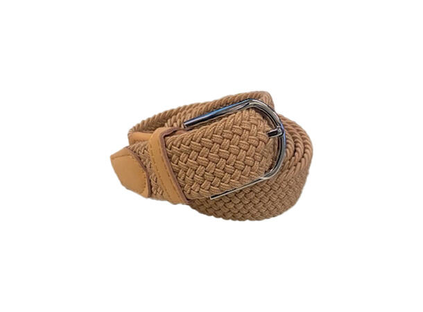 Belte 3,5cm strikk lys beige str. 90 m/tone in tone skinn 