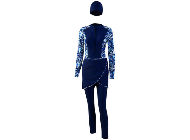 Burkini med stort hodeplagg Blå XL 