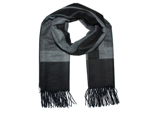 Dame skjerf m/kant mønster 70x180 sort 