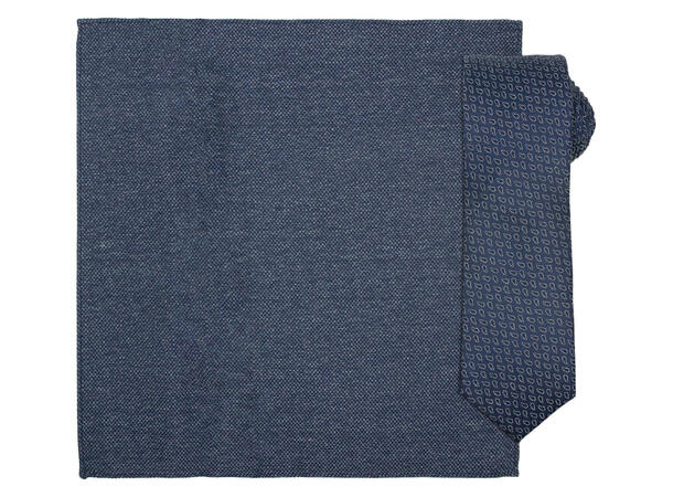 Santi silkeslips+lommetørkle mønstret* sett hengende blå 