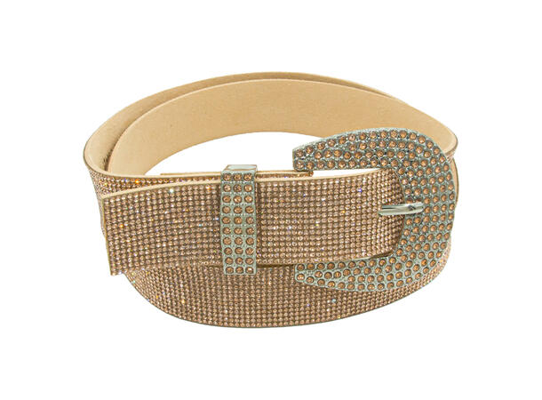 Belte 3,5cm m/ allover strass gull* 