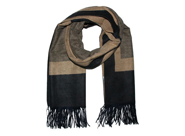 Dame skjerf m/kant mønster 70x180 beige 