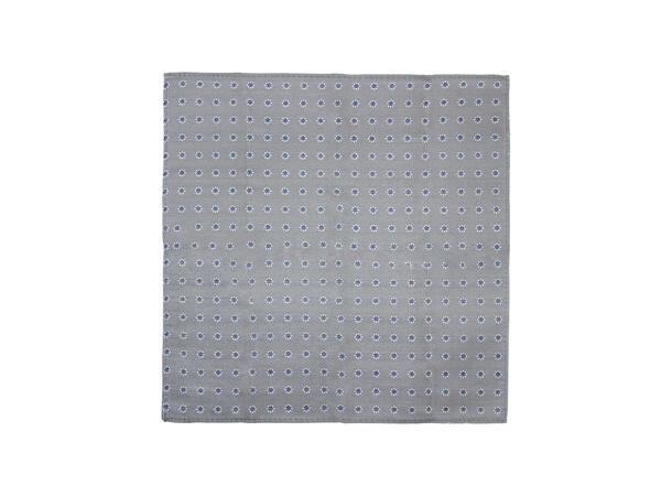 Santi silkeslips+lommetørkle mønstret sett hengende grå 