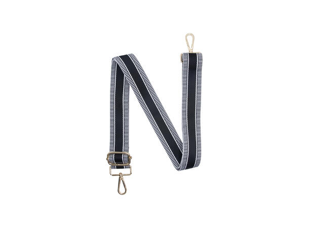 Skulderrem til veske Delikat m/striper og gull tilbehør sort 