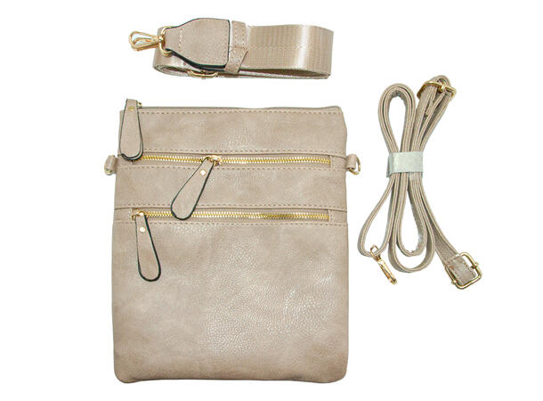 Mobilveske dobbel glidelås stor natur* 